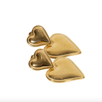 EMTE Double Heart Earrings - Gold