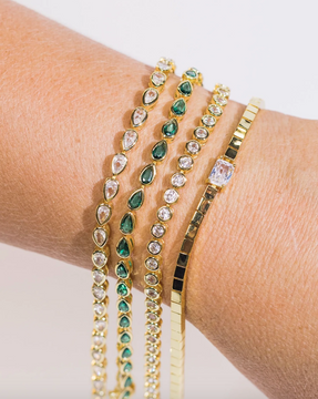 EMTE Teardrop Gemstone Bracelet - Gold/Emerald