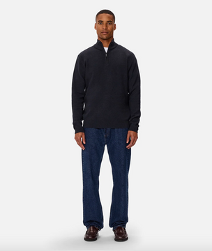 Industrie Lakewood Zip Neck Knit - Dk Navy Melange