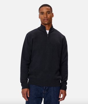 Industrie Lakewood Zip Neck Knit - Dk Navy Melange