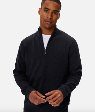 Industrie Lakewood Zip Neck Knit - Dk Navy Melange