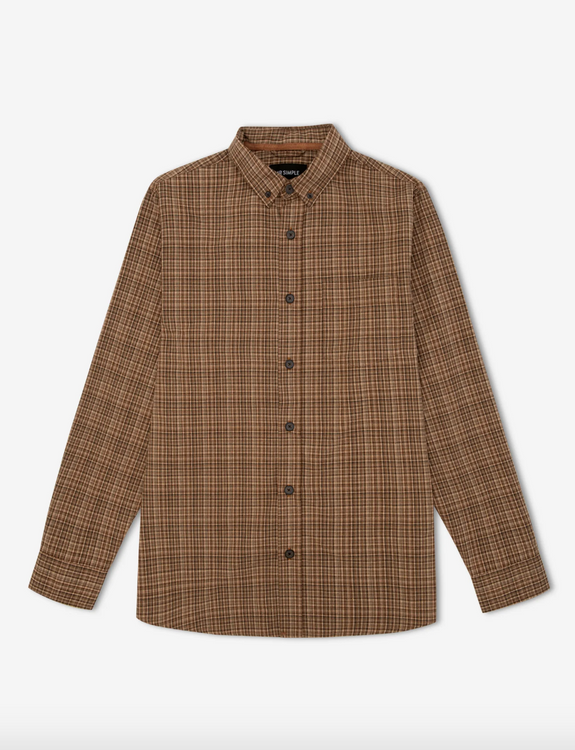 Mr Simple Oxford LS Check Shirt - Caramel Plaid