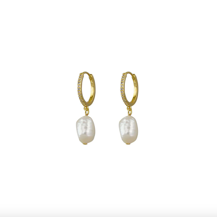 Jolie & Deen Montana Pearl Earrings - Gold
