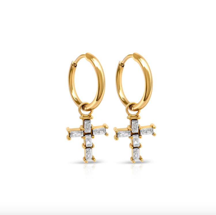 Ever Cross Over Huggie Earrings - Gold
