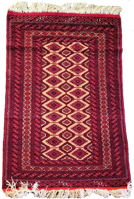 (2.5X4) Antique Baluch Tribal Lattice Mat with Kilim End-Skirts #49