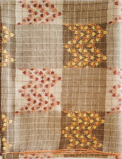 Kashmire - Hand-Woven Silk Embroidered Pashmina Stole S12