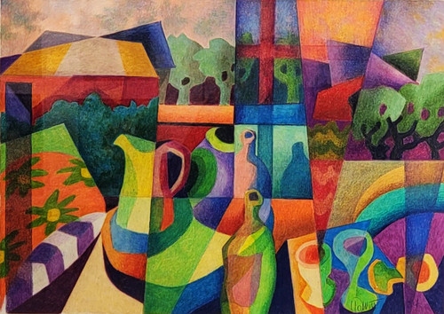 "Domestics #14" - 11" x 17" Colored Pencil Drawing