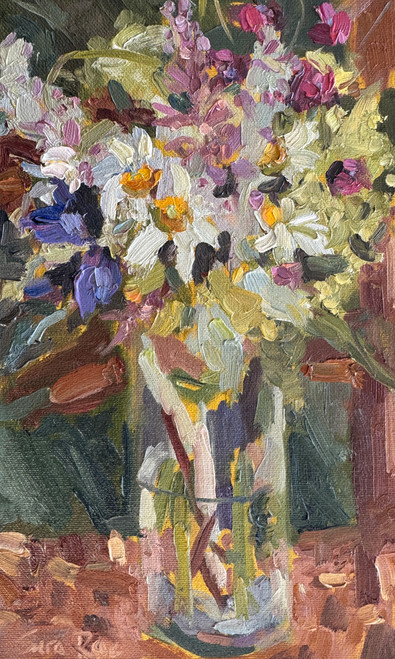 "Bouquet and Chair" - 10" x 6" Oil on Linen