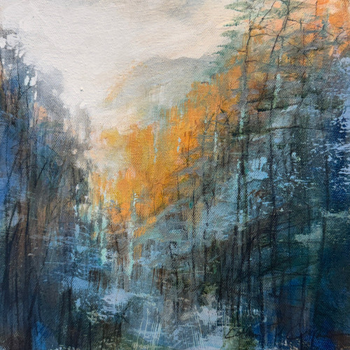 "Multicolor Ice and Mist I" - 10" x 10" Acrylic on Canvas