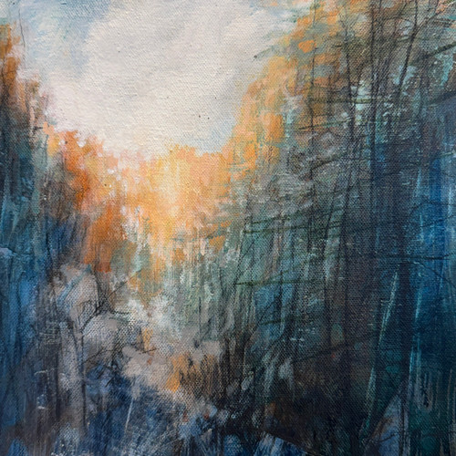 "Multicolor Ice and Mist II" - 10" x 10" Acrylic on Canvas