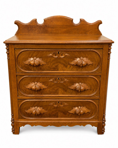 Late Victorian Walnut Three-Drawer Chest