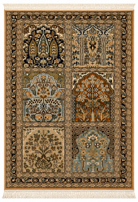 (2.5X4) Persian Bakhtiari Hand-Knotted from Silk Carpet Garden Panels