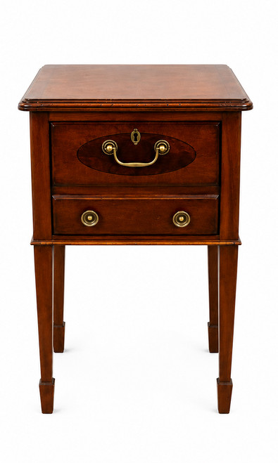 Hekman Traditional Mahogany Two-Drawer Chairside End Table With Brass Pulls