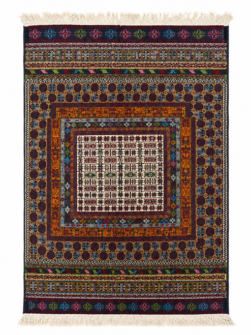 3.5x5 Hand-knotted Vintage Soumak Flatweave Wool Carpet