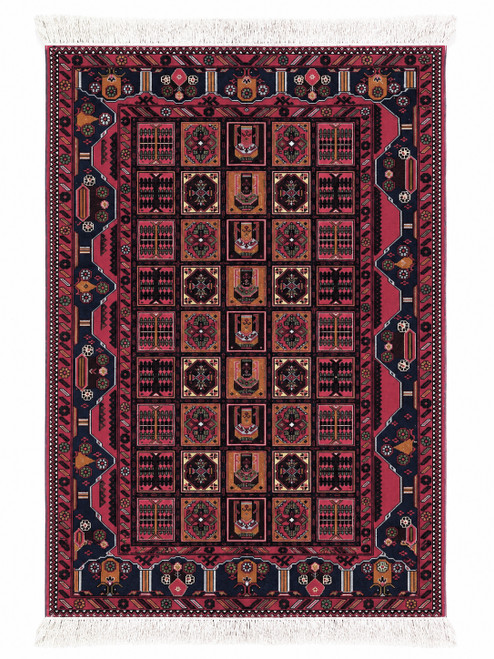 4x7 Hand-Knotted Very Fine Persian Bakhtiari Wool /Silk Carpet