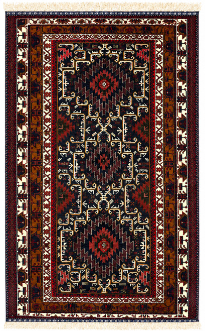 4x7 Hand-Knotted Antique Afghan Baluch Rug