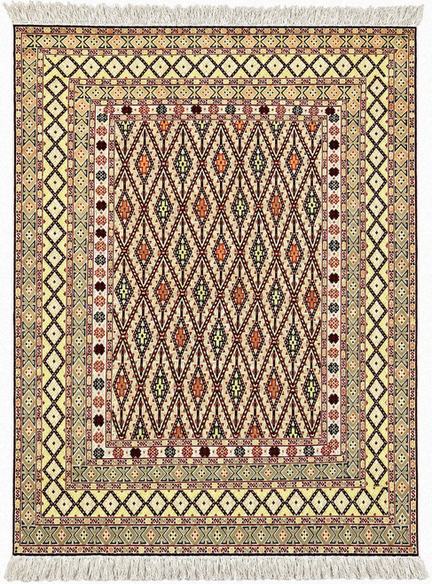 4.75x6 Vintage Hand-Knotted Turkmen Ersari Wool Rug