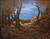 An original landscape oil painting, Opening to Mt Kearsarge by Byron Carr, depicts a rugged mountain ridge trail, a large tree, and a distant blue valley with a winding river.