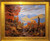 An original oil painting by Byron Carr titled Bear Notch Overlook, showing an expansive autumn view of the White Mountains from a rocky ridge with orange trees.