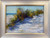 "Original 8x6 horizontal landscape pastel on paper painting titled Dune Shadows #2 by Sandra Kavanaugh, showing sunlit beach dunes and deep lavender shadows beneath dense sea grass."