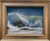 "Breaking Point" original 12x9 seascape pastel painting by Sandra Kavanaugh showing a translucent green wave crashing over dark rocks with an explosive white sea spray.
