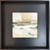 An original square abstract acrylic landscape painting by Ina Qirushi titled Haze, featuring a textured golden-beige upper sky and a layered white and green horizon.