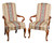 A pair of Queen Anne Style Mahogany Upholstered Armchairs