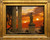 "Proto Luminous Plus," original 12x16 framed oil painting by Scott Fisher, depicting a classical stone statue and ruined columns framing a fiery crimson twin sunset over the sea.