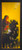 A large vertical mixed-media canvas painting by Amol Pawar depicting a stylized, red-toned woman and a small white goat tucked into a dark, leafy landscape beneath a bright yellow sky with a blue moon.