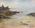 Impressionist oil painting of a rocky Maine cove with evergreen trees and shallow water by Marilyn Farnsworth Wendling.