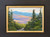 "Original 6x8 horizontal landscape pastel on paper painting titled White Mountain View #4 by Sandra Kavanaugh, showing a sweeping blue valley overlook framed by deep green pine trees."