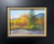 Alt Text for Image: "White Mountain View #10" original 6x8 soft pastel landscape painting by Sandra Kavanaugh showing bright orange and gold autumn trees next to an evergreen with a blue mountain background.