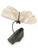 Three-quarter studio view of contemporary mixed-media sculpture 'Metamorphosis' featuring white translucent agate butterfly wings clamped by an old iron wrench on a green marble base by Rebecca Robinson