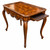 Henredon French Country-style rectangular walnut side table with a raised-edge top, scalloped serpentine apron, and cabriole legs, isolated on a white background.