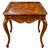 Henredon French Country-style rectangular walnut side table with a raised-edge top, scalloped serpentine apron, and cabriole legs, isolated on a white background.