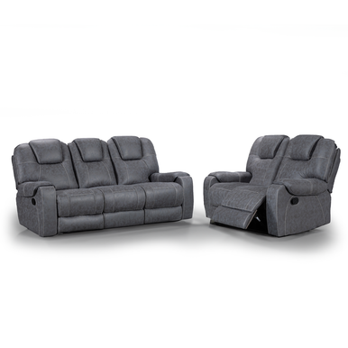 Sydney Grey Fabric Manual Reclining 3 and 2 Sofa Suite