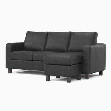 York Black Faux Leather 3 Seater Reversible Corner sofa