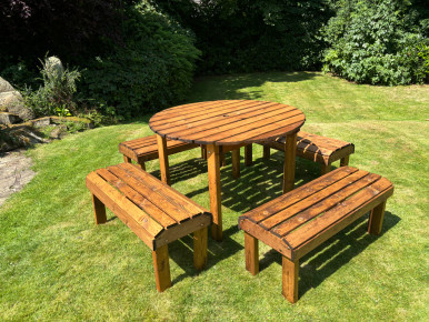 The Knights Wooden Eight Seat Round Table Set