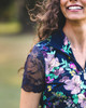 NEW SIZING!! Kastel Denmark UV Shirt - Lace Cap Sleeve Navy Lush Garden