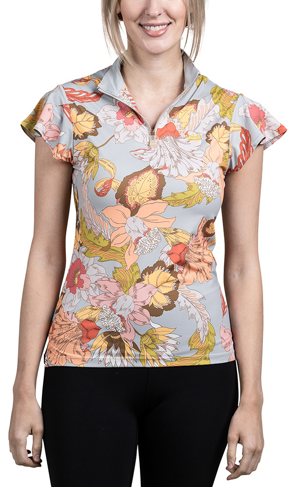 Haut à manches volantées et motif tropical Modèle SP2391