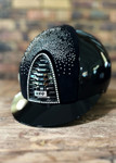 IN STOCK: KEP - CROMO 2.0 HELMET - POLISH BLACK - CRYSTAL FRAME - BLACK SUEDE NUANCED SILVER CRYSTALS