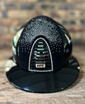 IN STOCK: KEP - CROMO 2.0 HELMET - POLISH BLACK - CRYSTAL FRAME - BLACK SUEDE NUANCED SILVER CRYSTALS - POLO VISOR