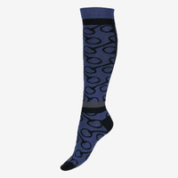 Jacquard Knit Riding Knee Socks- Winter Vibes Blue