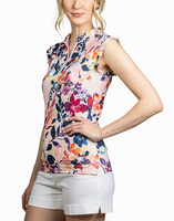 Kastel Denmark UV Shirt - Sleeveless Ruffle Watercolor Floral Tank