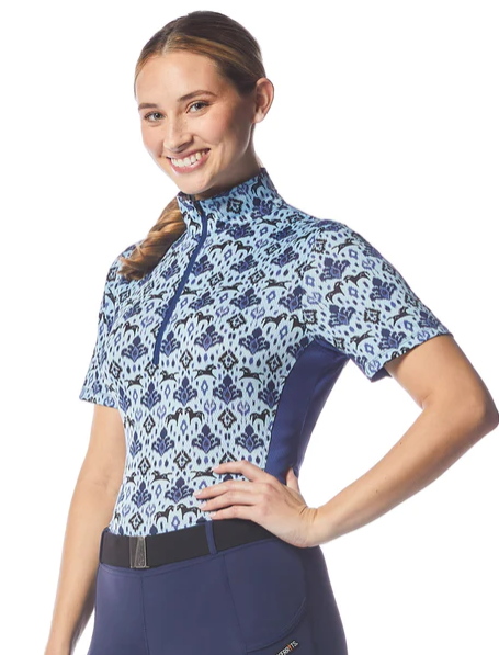 Chemise D'équitation Enfant Kerrits Cool Ride Ice Fil - Manches Courtes, XL, Bleu