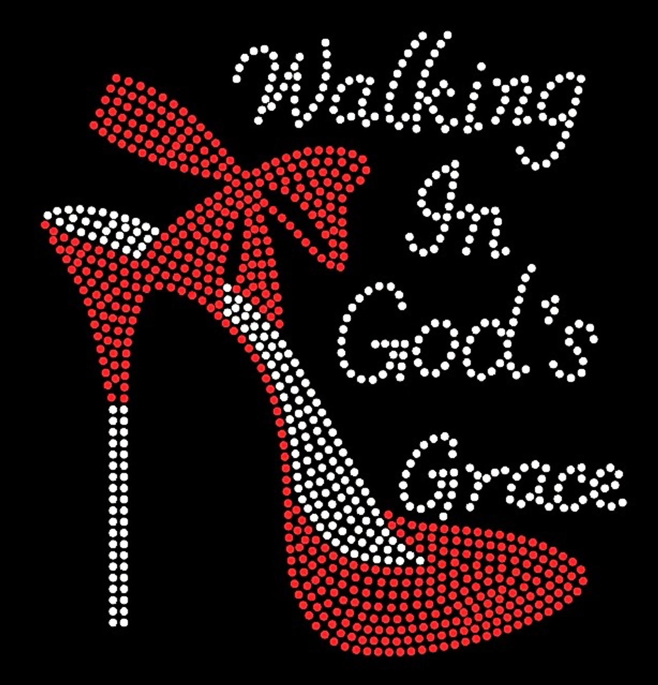 Walking in God's Grace (RED) Heel Stiletto Religious Rhinestone ...