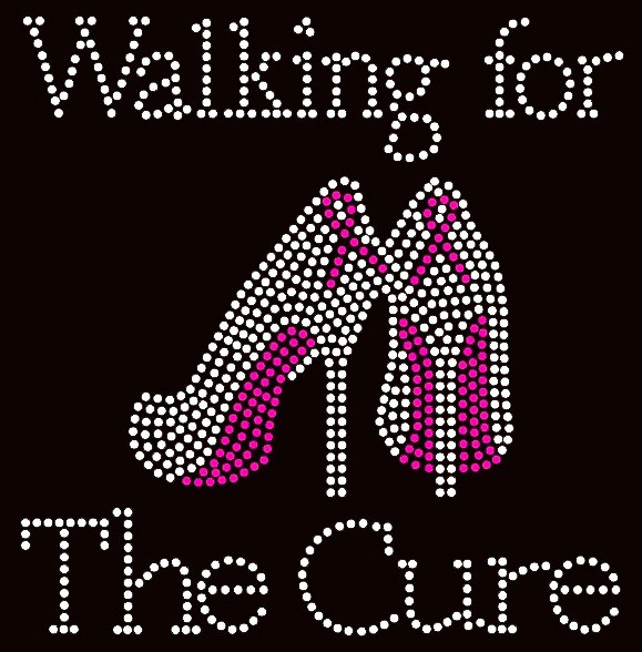 (Fuchsia) Will Walk for a Cure (TENNIS) Shoe Sneakers Cancer Ribbon