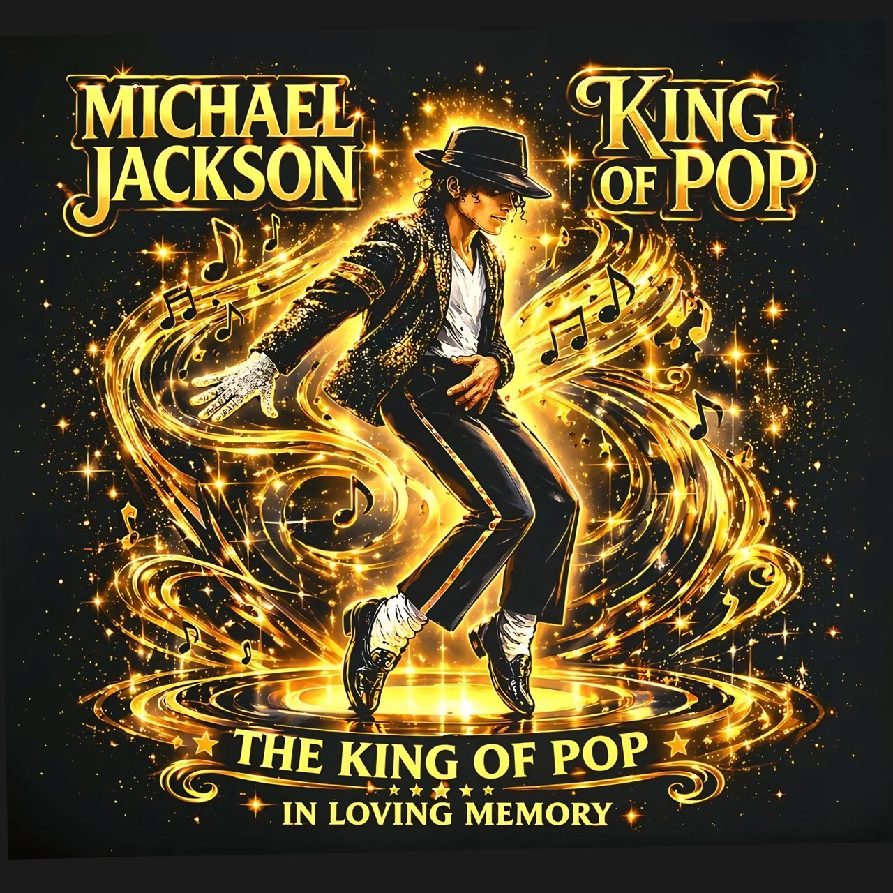 2 Qty) Micheal Jackson Golden King Of Pop DTF transfer - Texas