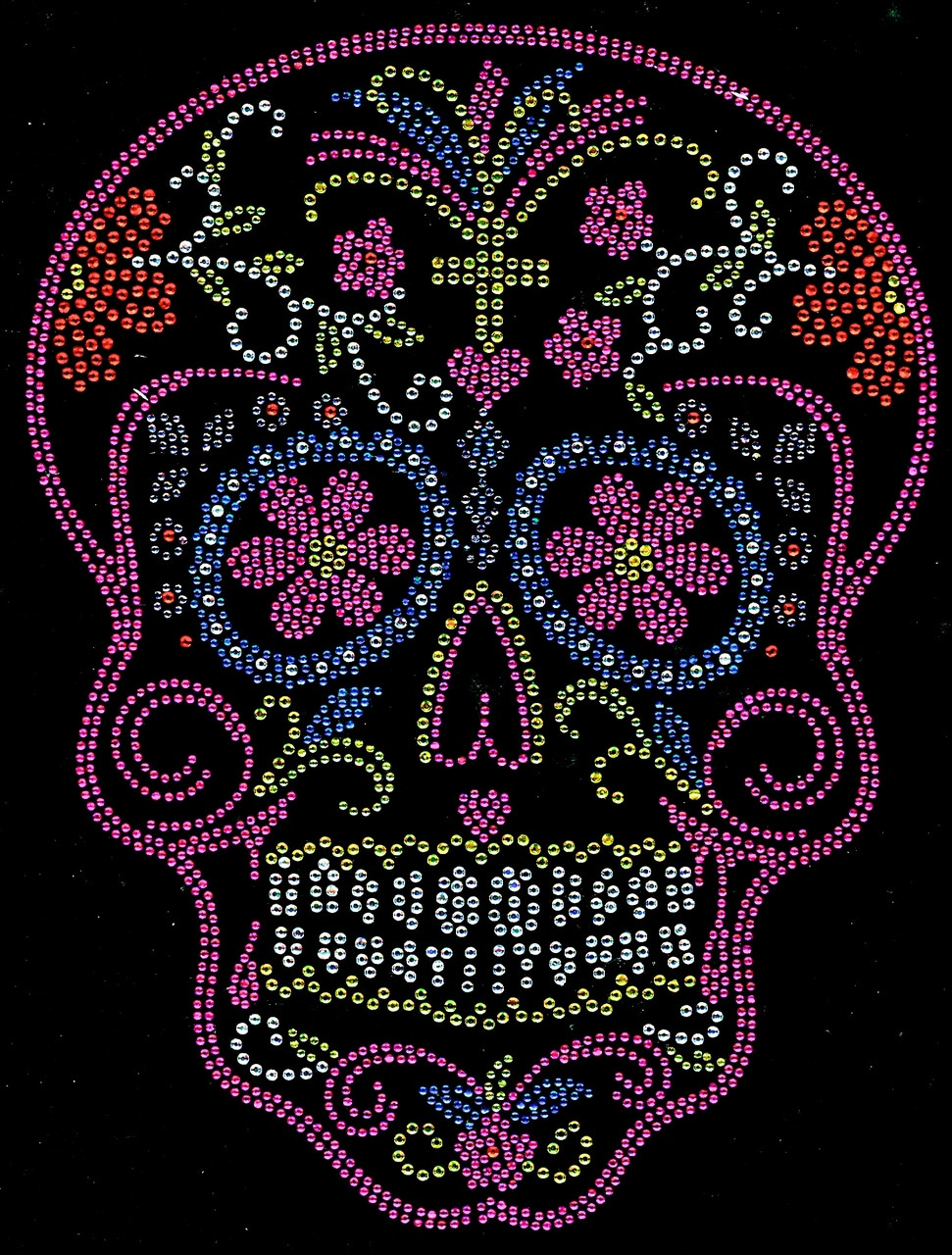 Sugar Skull Pink Rhinestone transfer iron on - Texas Rhinestone