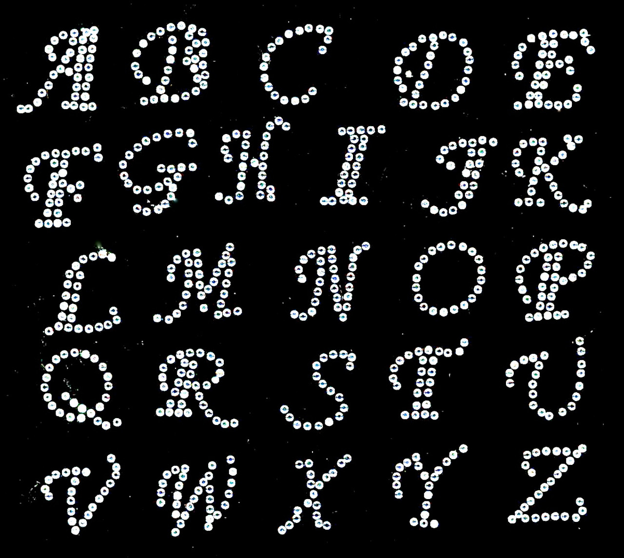 0.8 Small Cursive Letter Alphabet Clear Rhinestone Transfer